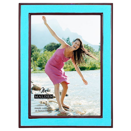 Malden International High Gloss Lacquer Series Wood Frame , for One 5x7" Photograph, Color: Turquoise.
