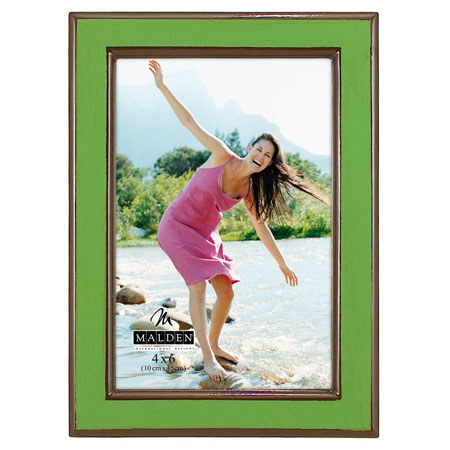Malden International High Gloss Lacquer Series Wood Frame , for One 4x6" Photograph, Color: Green.