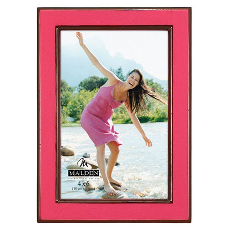 Malden International High Gloss Lacquer Series Wood Frame , for One 4x6" Photograph, Color: Pink.