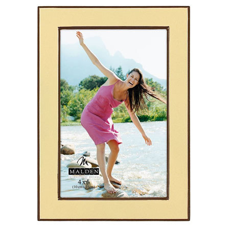 Malden International High Gloss Lacquer Series Wood Frame , for One 4x6" Photograph, Color: Vanilla.