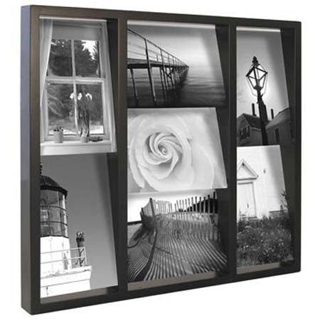 Malden Awning Wood Frame for 4x6in 7 Photos, Black