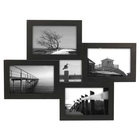 Malden Arial Collage Wood Frame, Five Photos, Black