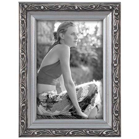 Malden International Malden 641146 Bezel Wood Frame for 4x6in Photo, Silver