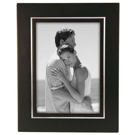 Malden Miami Wood Frame for 4x6" Photo, Black with White Line Insert