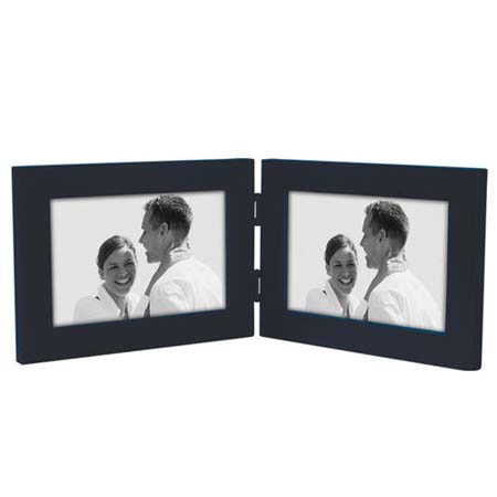 Malden Linear Series Double Wood Photo Frame, 4x6, Blue