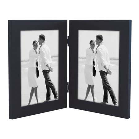 Malden Linear Series Double Wood Frame, 5x7in, Blue
