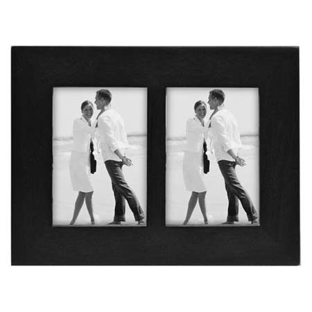 Malden Linear Wood Frame for 2x3in Two Photos, Black