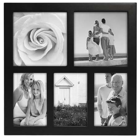 Malden Atrium 5 Openings Collage Frame 10x9.75in, Black