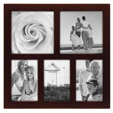 Malden Atrium 5 Openings Collage Frame 10x9.75, Walnut