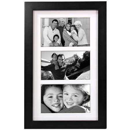 Malden International Malden Linear Contemporary Frame, 3 Photos 5x7, Black