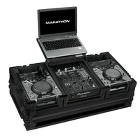 Marathon Flight Road Black Series Laptop Coffin Case for 2x Small Format CD Players Plus 10" Mixers, 17" Laptop