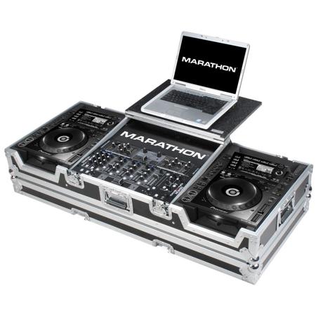 Marathon Flight Road Coffin Case with Shelf for 2x CD & Mixer, Black & Chrome