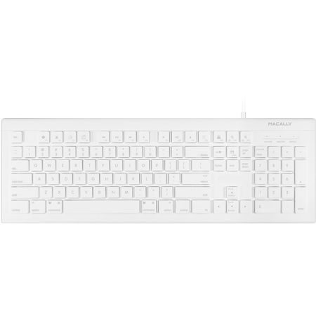 Macally MKEYE 104-Key Full Size Wired USB Keyboard for Mac and PC, White