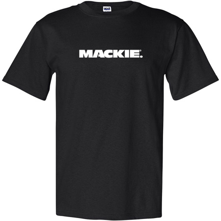 Mackie Short Sleeve Cotton T-Shirt with White Logo, X-Large, Black