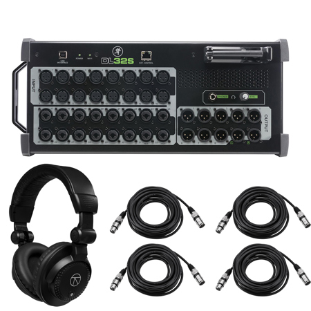 Mackie DL32SE 32-Ch Digital Rackmount Mixer, with Headphones & 4x XLR Mic Cable