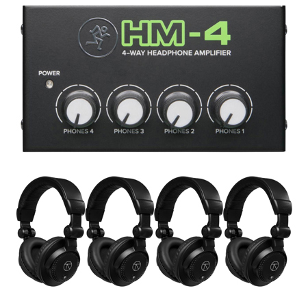 Mackie HM-4 4-Way Headphone Amplifier, Bundle with TAPH100 Headphones