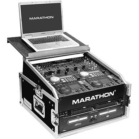 Marathon Flight Road Case with Laptop Shelf for 10U Slant Mixer Rack / 2U Rack