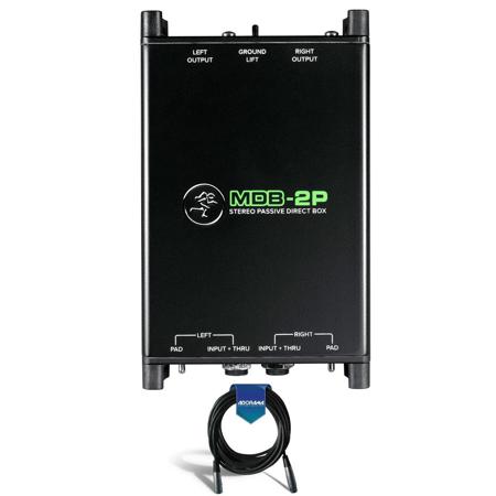 Mackie MDB-2P, Passive Stereo Direct Box - With 20' Heavy Duty 7mm Rubber XLR Microphone Cable