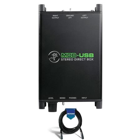 Mackie MDB-USB, USB Stereo Direct Box - With 20' Heavy Duty 7mm Rubber XLR Microphone Cable