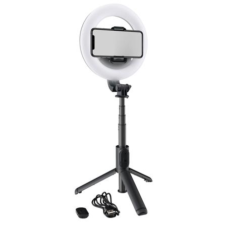 Mackie mRING-6 - 6" Battery-Powered Ring Light with Convertible Selfie Stick/Stand and Remote