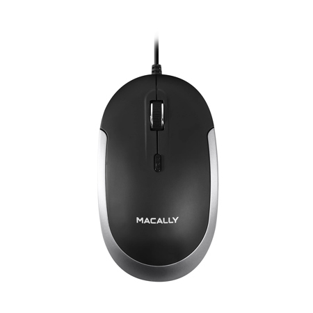 Macally Silent USB Wired Mouse for Mac and PC, Space Gray