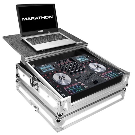 Marathon Flight Road Case with Laptop Shelf for Numark NV Serato Music Controller, White