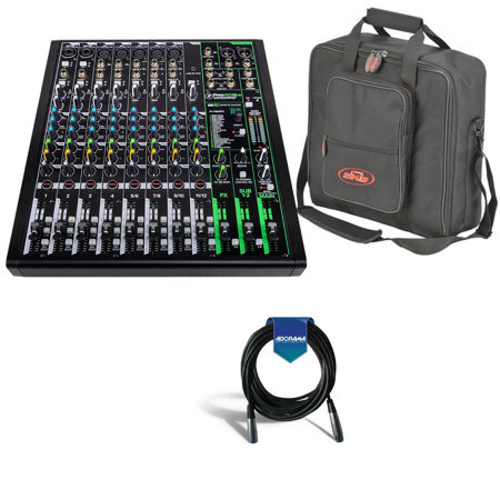 Mackie ProFXv3 12-Channel Professional Effects Mixer with USB + Software Bundle - Bundle With SKB Universal Equipment/Mixer Bag, 15x15x5" Black, 20' Heavy Duty 7mm Rubber XLR Microphone Cable