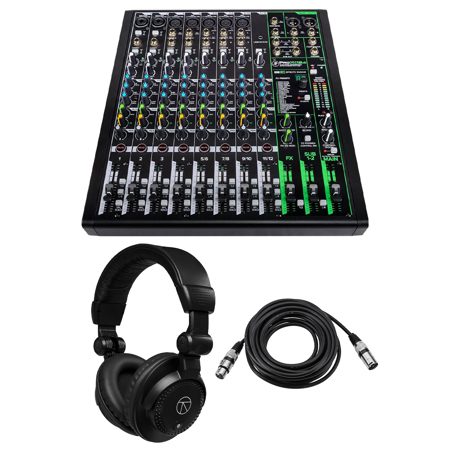 Mackie ProFXv3 12-Channel Professional Analog USB Mixer, Bundle with TAPH100 Headphones and 25' XLR Microphone Cable