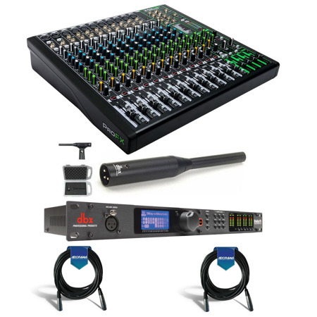 Mackie ProFXv3 16-Channel Professional Effects Mixer with USB + Software Bundle - Bundle With DBX DriveRack PA2 Loudspeaker Management System, dbx RTA-M Reference Microphone with Clip, 2x Cables