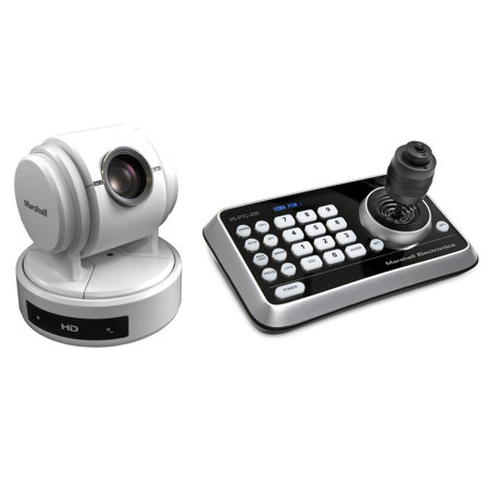 Marshall Electronics CV610-U3-V2 2MP Full HD USB 3.0 10x PTZ Camera, White, Bundle with VS-PTC-200 Joystick Controller