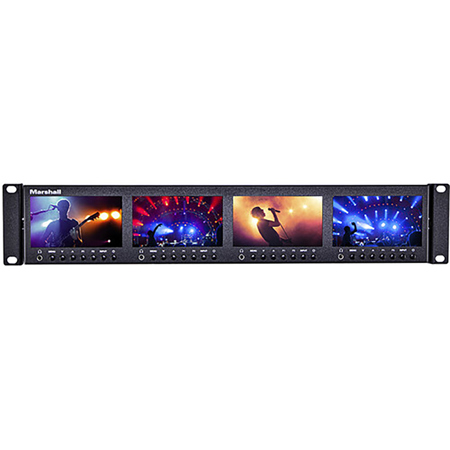 Marshall Electronics ML-454-V3 Quad 4.41" Full HD 2RU Rackmount Monitor, Black