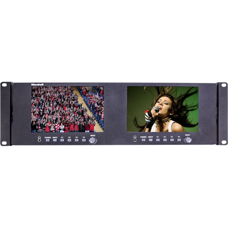 Marshall Electronics ML-702 Dual 7" Full HD 3RU Rack Mount Monitor, Supports HDMI & 3G-SDI