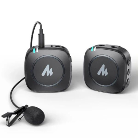 MAONO WM820 Real-Time Monitoring and Mute Wireless Lavalier Microphone Kit
