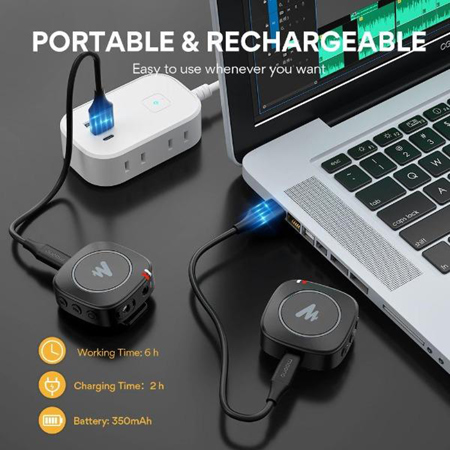 MAONO WM820-A2 Real-Time Monitoring and Mute 2-Person Wireless Lavalier Mic Kit