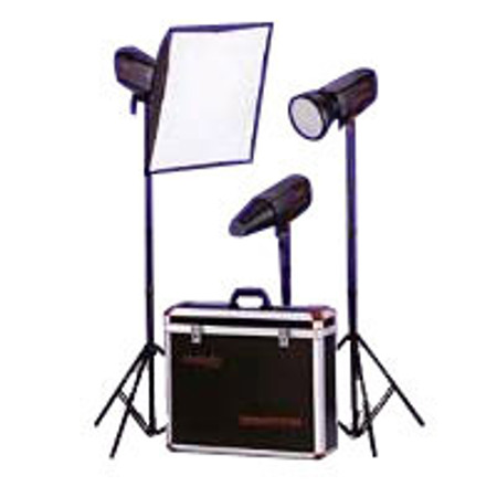 Multiblitz Profilux 400 3-Light Deluxe Set (w/3 Lights, Reflector, Diffuser, Snoot, Softbox, 3-Stands, Sync Cords & Deluxe Aluminum Case)