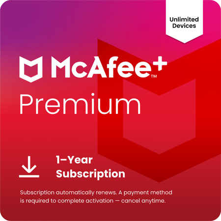 McAfee McAfee+ Individual 2026 Advanced 1-Year Subscription Plan with Auto-Renewal, Download