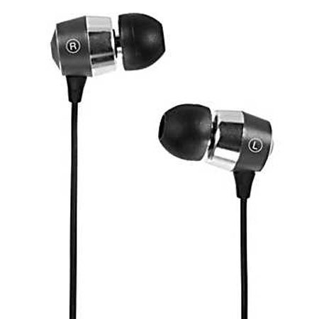 Memorex Stereo In-Ear Headphones, LIVE, EB310, Compfy Foam Tips, Steel