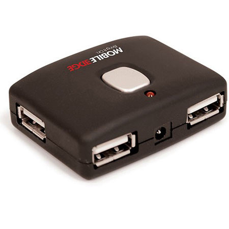 Mobile Edge 4 Port USB Hub with Push Button Connector