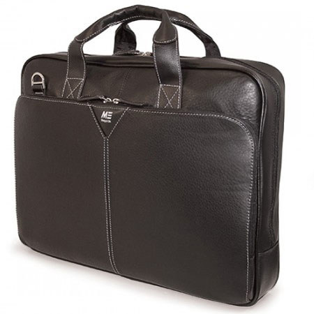 Mobile Edge 16" Deluxe Full Grain Leather Laptop Briefcase, Black