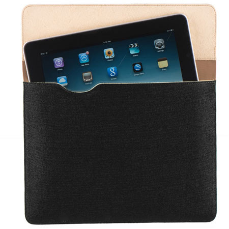 Mobile Edge Canvas Slip Sleeve, Apple iPad, Black with Tan