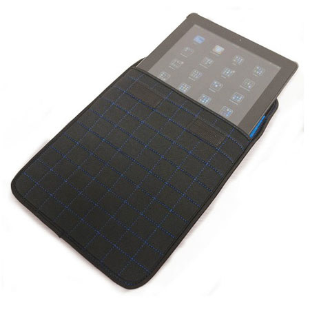 Mobile Edge Neogrid Neoprene Sleeve for iPad & 10" Tablets, Black/Blue Stitching