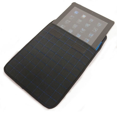 Mobile Edge Neogrid Sleeve for 7" Tablets/E-Readers, Black with Blue Stitching