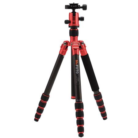 MeFOTO RoadTrip 5-Section Carbon Fiber Travel Tripod with Dual-Action Ball Head, Red