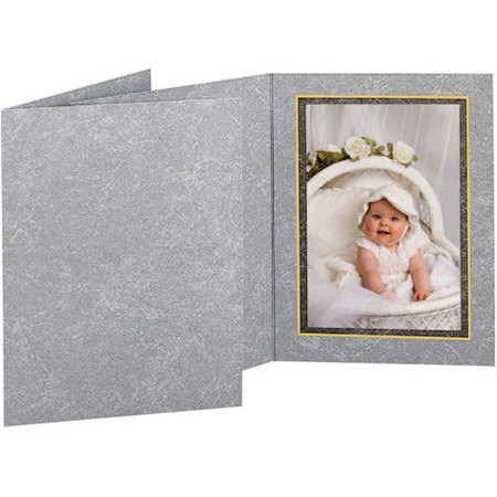 TAP 5x7" Dynasty Photo Folder, 25 Pack, Gray Marble/Gold