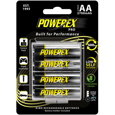 Maha Powerex PRO 2nd Gen AA 1.2V 2700mAh Rechargeable Ni-MH Battery, 4-Pack