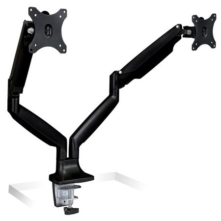 Mount-It! Adjustable Gas Spring Desk Mount for Dual 15-34" Monitor, 20 lbs Capacity, Black