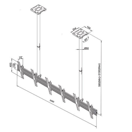 Mount-It! MI-20107 Side-by-Side Three-Screen Dual-Pole Ceiling Mount