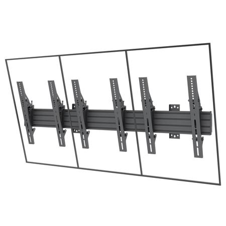 Mount-It! MI-20202 Three-Screen Landscape Menu Board Wall Mount, Powder Black