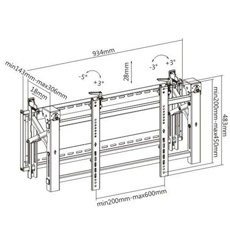 Mount-It! MI-20411 Landscape Pop-Out Video Wall Mount for 50-70" Display, Black