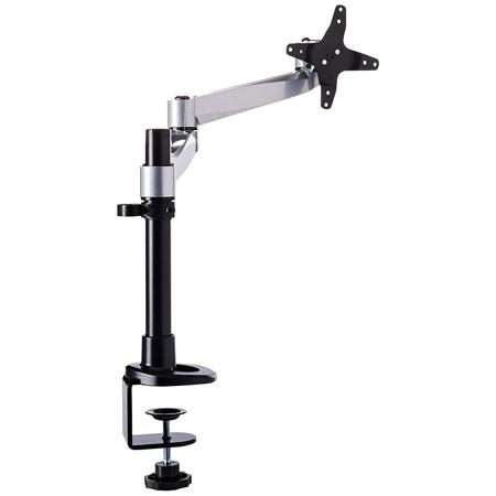 Mount-It! MI-33116 Single Monitor Dual Arm Articulating LCD Desk Mount with Clamp Base, Silver